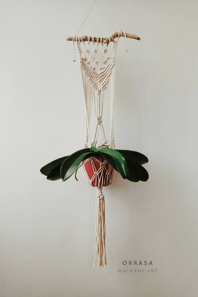 Macrame plant hanger on driftwood Macrame plant holder Etsy