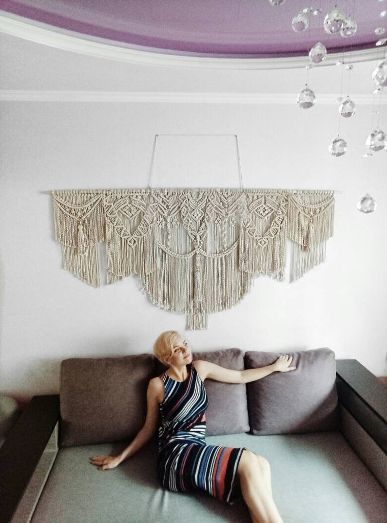 Large Layered Macrame Wall Hanging With Tassels Macrame Etsy