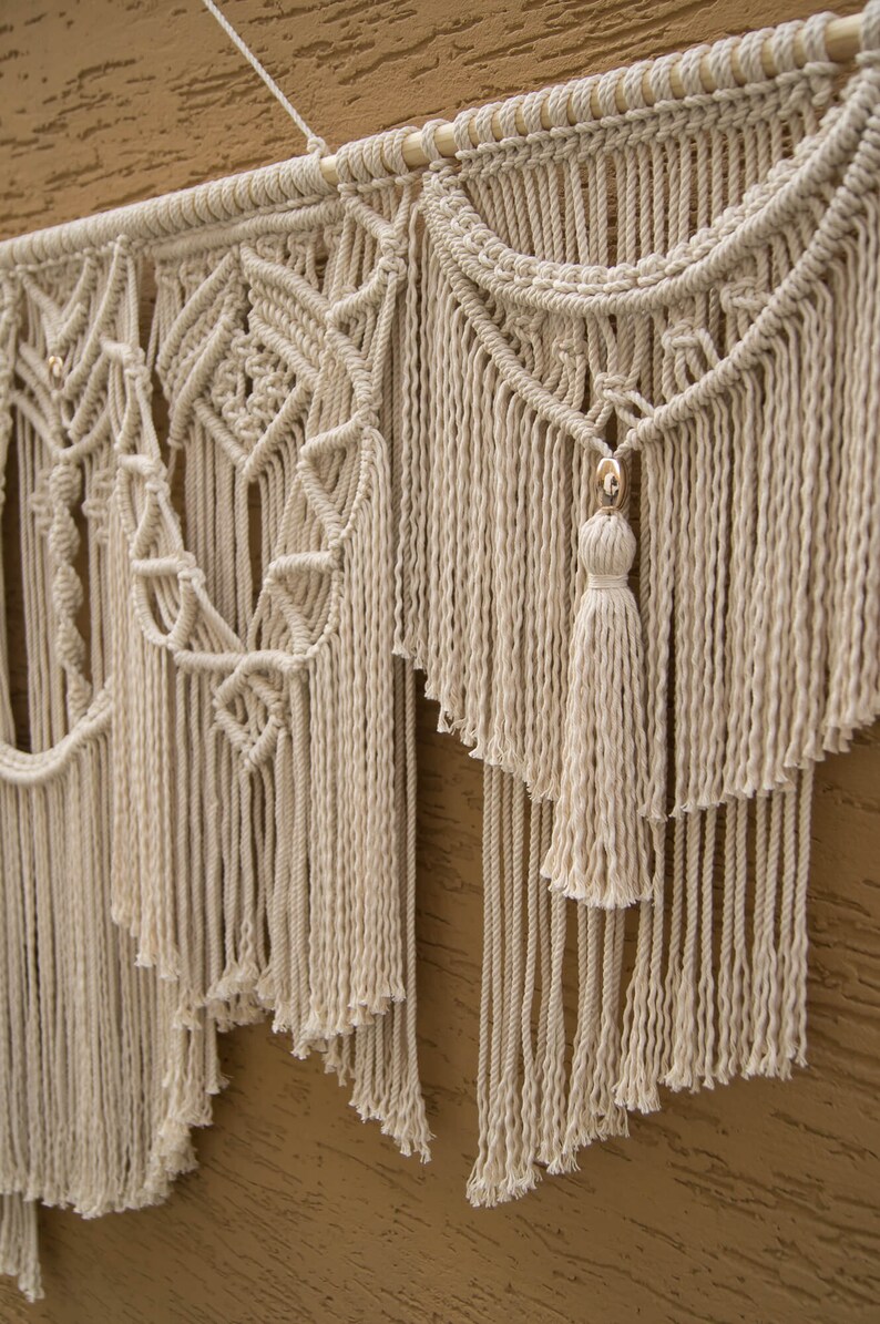 Large Layered Macrame Wall Hanging With Tassels Macrame Etsy