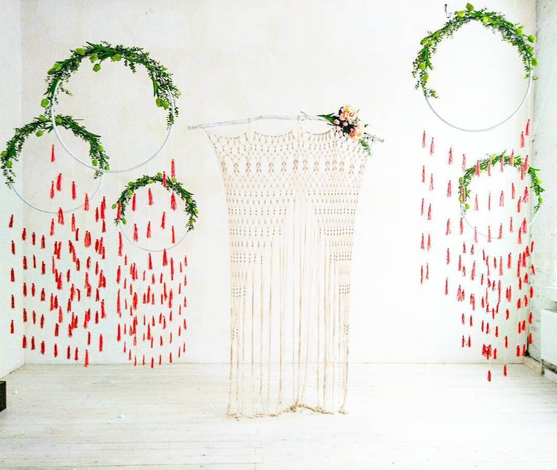 Macrame wedding backdrop Large bohemian Curtain Boho wedding Wedding ceremony arch Macrame curtain Macrame wedding arch