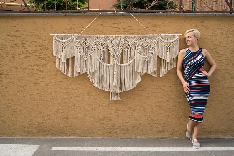 Large Layered Macrame Wall Hanging With Tassels Macrame Etsy