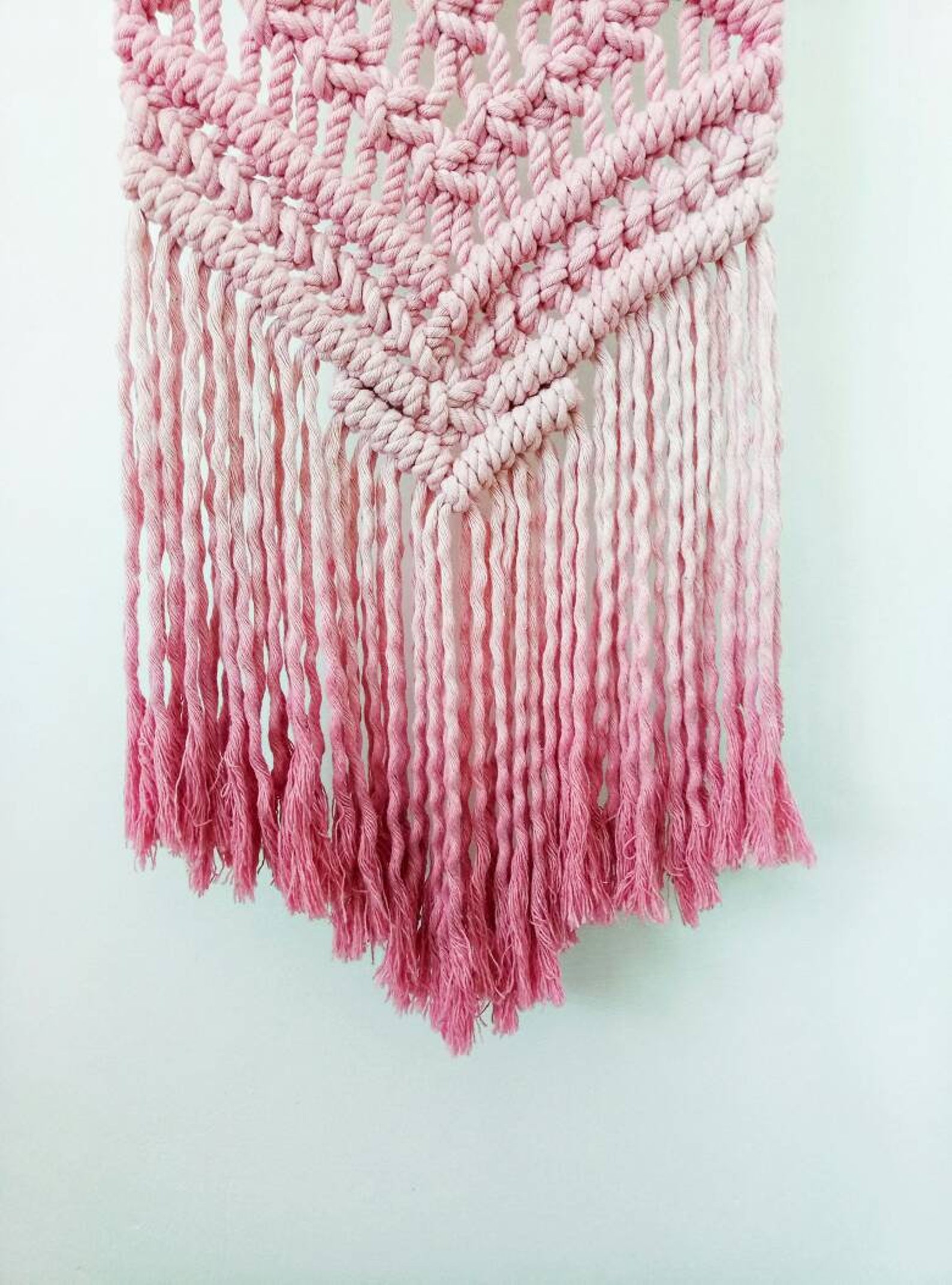 Dipdyed Macrame Wall Hanging Pink Macrame Wall Hanging Pink Etsy