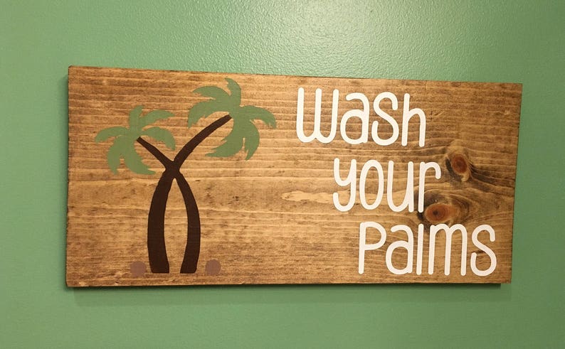 Wash your palms bathroom decor sign | Etsy