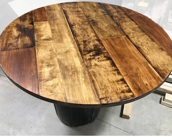 1" Round Table Top | Maple Plank Table Top | Rustic Wood Table Top | Round Rustic Table Top | Unfinished Table Top | Wine Barrel Top