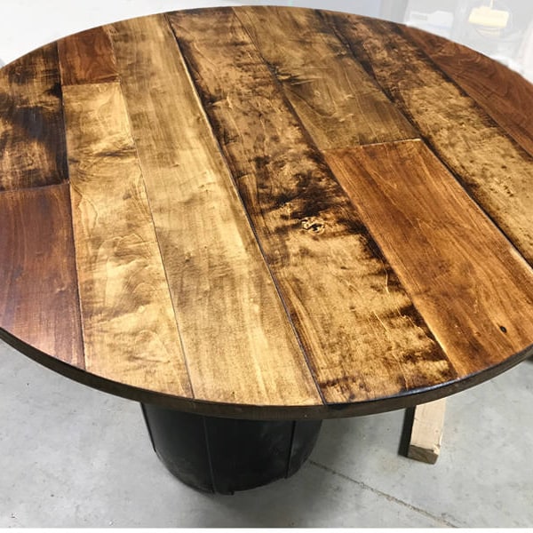 1" Round Table Top | Maple Plank Table Top | Rustic Wood Table Top | Round Rustic Table Top | Unfinished Table Top | Wine Barrel Top