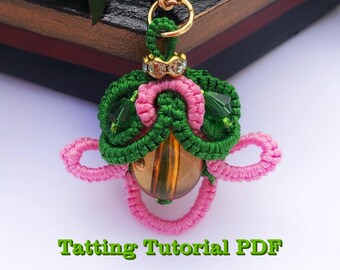 Tatting Pattern Tutorial, Flower pendant, Tatting Tutorial, Tatting Pattern,