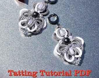 Tatting Tutorial Earrings, Tatting Pattern, PDF Digital Tatting, Tutorial Frevolite  and Ankars