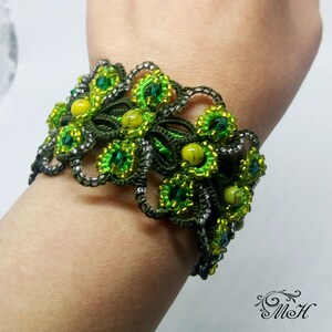 Handmade wide cuff bracelet, Emerald green bracelet, Unique gifts for women
