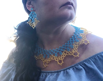 Blue sky and yellow necklace for women, beaded collar necklaces, colored neckpieceI Stand with Ukraine