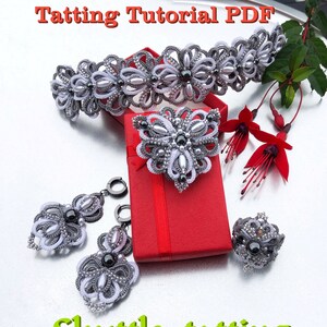 Tatting Tutorial Pattern for Brooch - Pendant, Earrings, Bracelet and Ring, PDF Digital Tatting, Frevolite and Ankars
