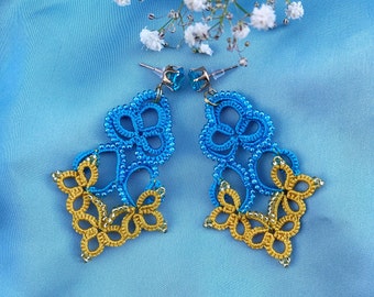 I Stand with Ukraine,  Ukrainian symbol Earrings, Ukraine peace support, Yellow and blue earrings