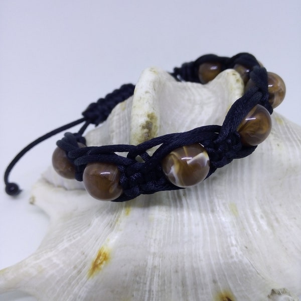 Bracelet Shambala, bracelet Shamballa, bracelet perlé Tiger eye mens