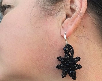 Goth earrings, Black long earrings, Alternative Gothic Wedding, Goth wedding jewelry, Goth earrings as a  Christmas gift for her