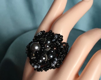 Gothic wedding Ring, Black wedding ring, Gothic Engagement gift for women