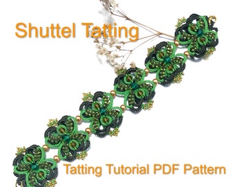 Tatting Tutorial Pattern for Bracelet, PDF Digital Tatting, Frevolite and Ankars