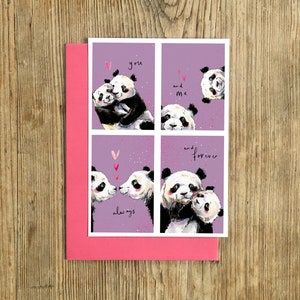Tarjeta de San Valentín con fotomatón de panda / Tarjeta de felicitación A6 / Snowtap