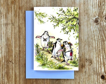 Hiking Penguins | A6 Greeting Card | Snowtap