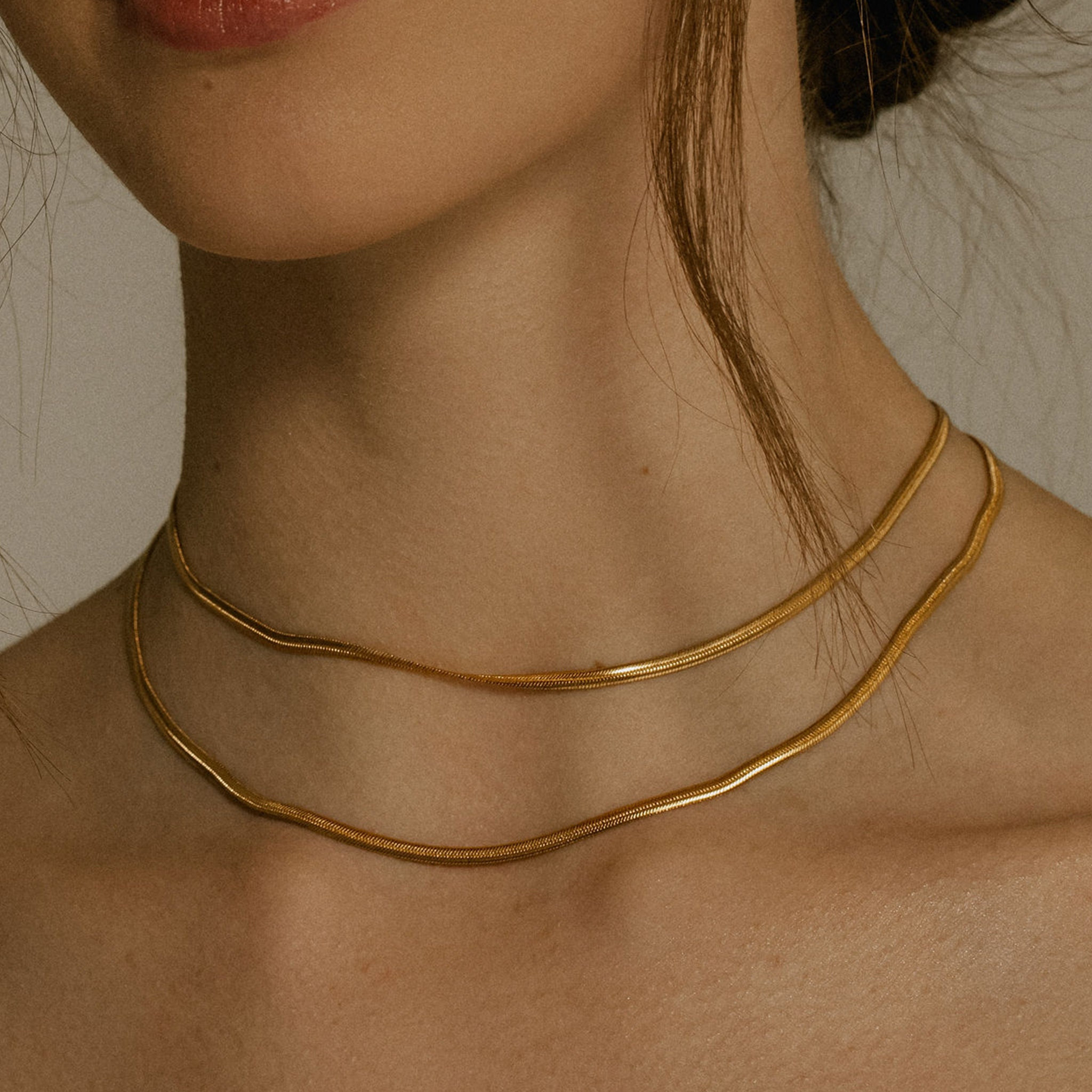Diamond Cut Snake Chain Necklace in 18k Gold Vermeil