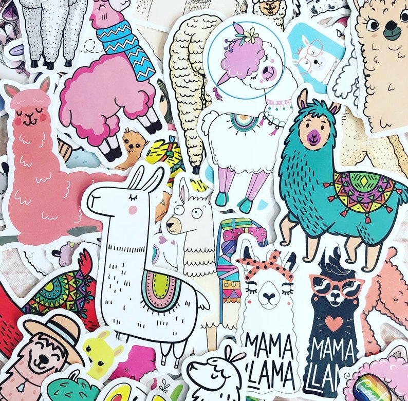 Llamas Sticker Pack Llama Stickers Llamas Water Bottle Etsy