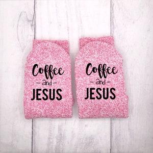 Coffee and Jesus Socks, Christian Socks, Jesus Socks, Gift For Her image 1