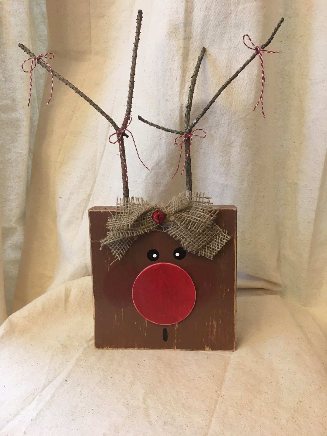Wooden Reindeer Holiday Reindeer Wood reindeer Wood Block Etsy