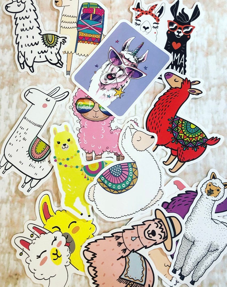 Llamas Sticker Pack Llama Stickers Llamas Water Bottle Etsy