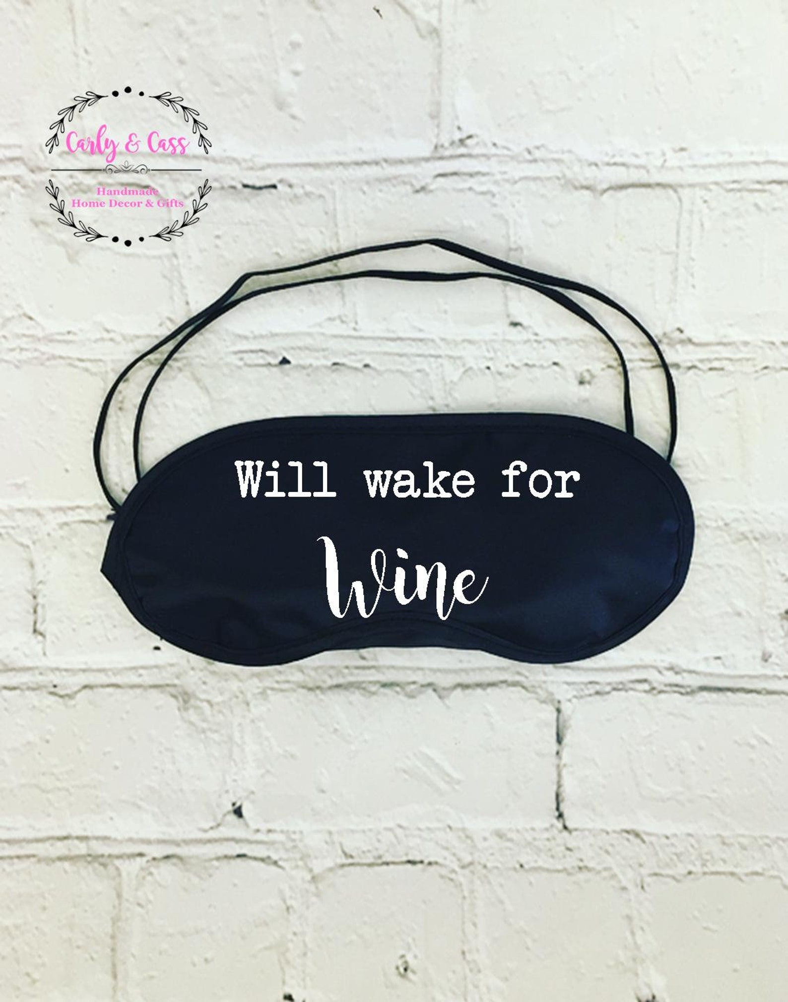 Will Wake For Wine Sleep Mask Wine Sleep Mask Wine Lover Etsy
