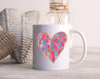 Watercolor Hearts Mug, Mug, Coffee Mug, Mug, Stainless Steel Mug