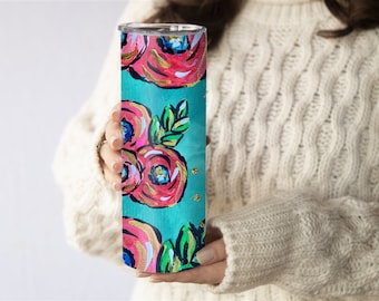 Floral Tumbler, Watercolor Flowers, Gift For Mom, Tumbler, Tumbler, Skinny Tumbler