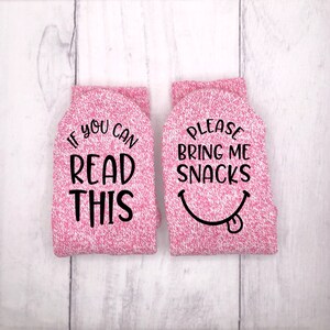 Bring Me Snacks Socks, If you can read this socks, Snack Socks, Funny Socks