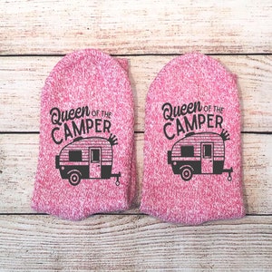 Queen of the Camper Socks, Camping Socks, If you can read this socks, Gift For Her image 1