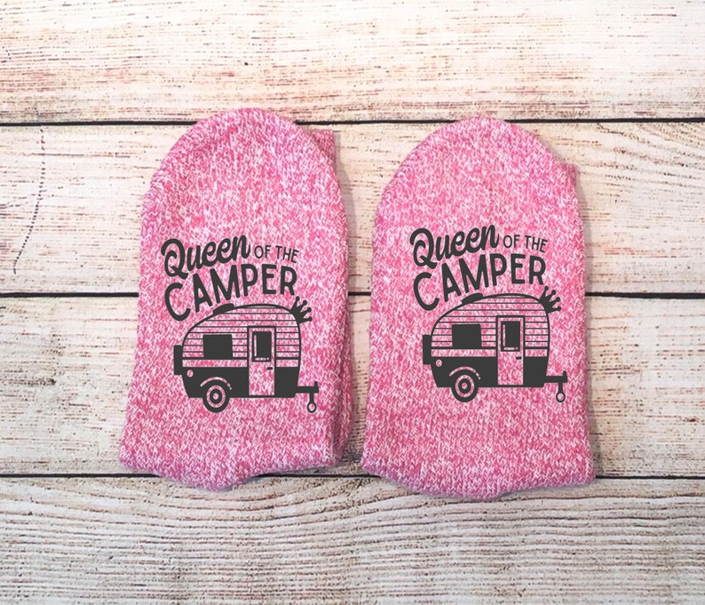 Queen of the Camper Socks, Camping Socks, If you can read this socks, Gift For Her image 1
