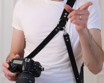 Dual or Single Leather Camera Strap Quick Releas, Personalized Photographer Harness
