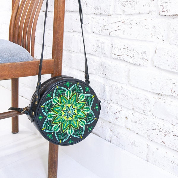 Mandala Hand-painted crossbody Clutch Bag for women