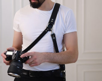 Shoulder Camera Strap, Vegan Leather Single Camera Harness, Double Camera Harness, Faux Leather Multicamera Strap, Shoulder Strap for Camera