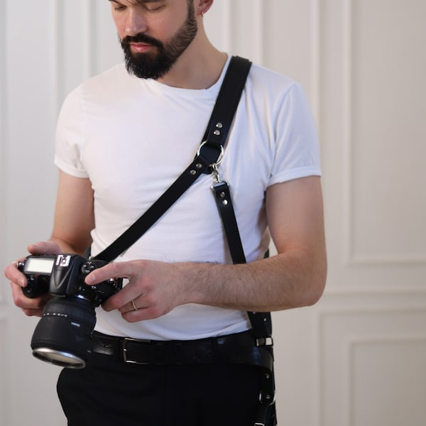 Shoulder Camera Strap, Vegan Leather Single Camera Harness, Double Camera Harness, Faux Leather Multicamera Strap, Shoulder Strap for Camera