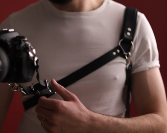 Schulter-Kameragurt, Einzelkameragurt aus veganem Leder, Doppelkameragurt, Kunstleder-Multikameragurt, Schultergurt für Kamera