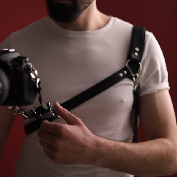 Shoulder Camera Strap, Vegan Leather Single Camera Harness, Double Camera Harness, Faux Leather Multicamera Strap, Shoulder Strap for Camera