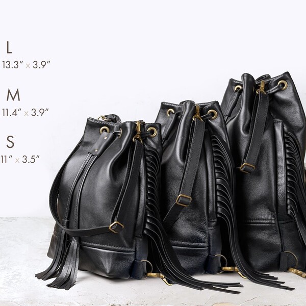 Leather Bucket Backpack Crossbody Etsy