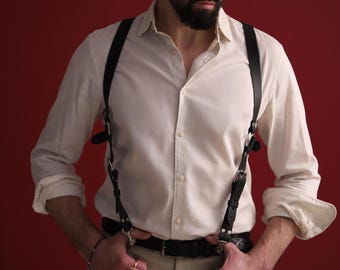 Tirantes de cuero personalizados, regalo para padrinos de boda, arnés de pecho para hombre, talla grande