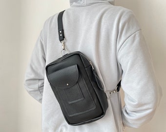 Stylish Vegan Leather Sling Bag, Sling bag for women, Eco-friendly Mini sling bag, Sling bag men with interchangeable straps, Mini backpack