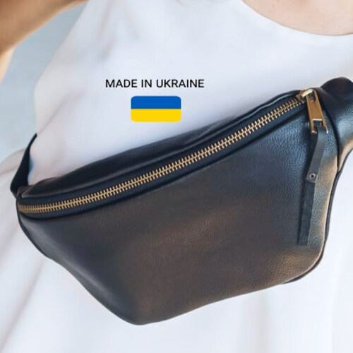 small black leather fanny pack