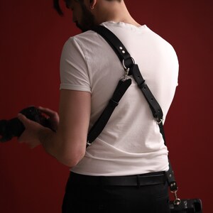 Shoulder Camera Strap, Vegan Leather Single Camera Harness, Double Camera Harness, Faux Leather Multicamera Strap, Shoulder Strap for Camera image 2