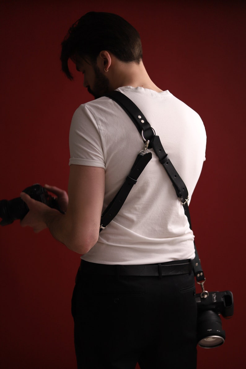 Shoulder Camera Strap, Vegan Leather Single Camera Harness, Double Camera Harness, Faux Leather Multicamera Strap, Shoulder Strap for Camera image 2
