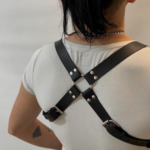 9589 Men\'s Leather Harness Body Cross Style Chest Armour Made Up Of Genuine Men\ main image 3