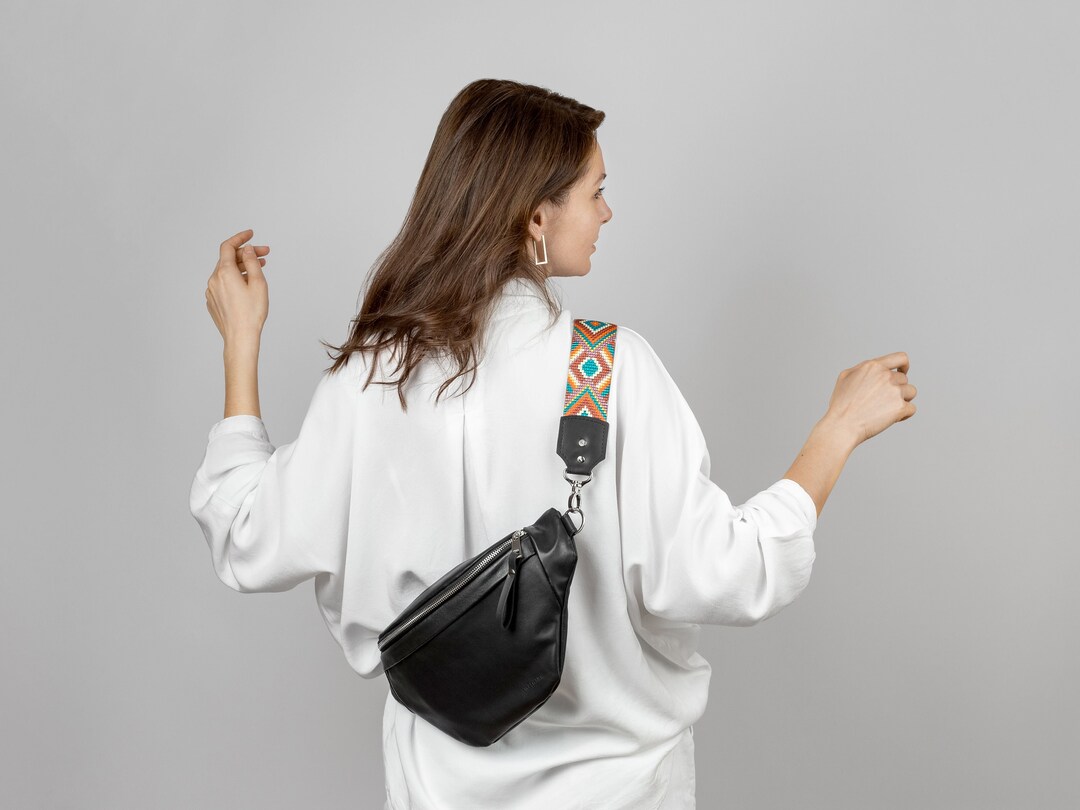 Guitar Strap Sling Bag Women Black Leather Cross Body Purse Etsy