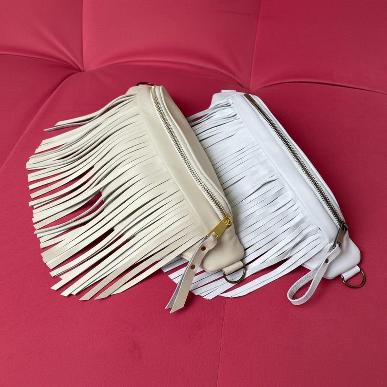Brown Leather Fringe Fanny Pack for Women, Western Festival Belt Bag, Boho Crossbody Bag image 8