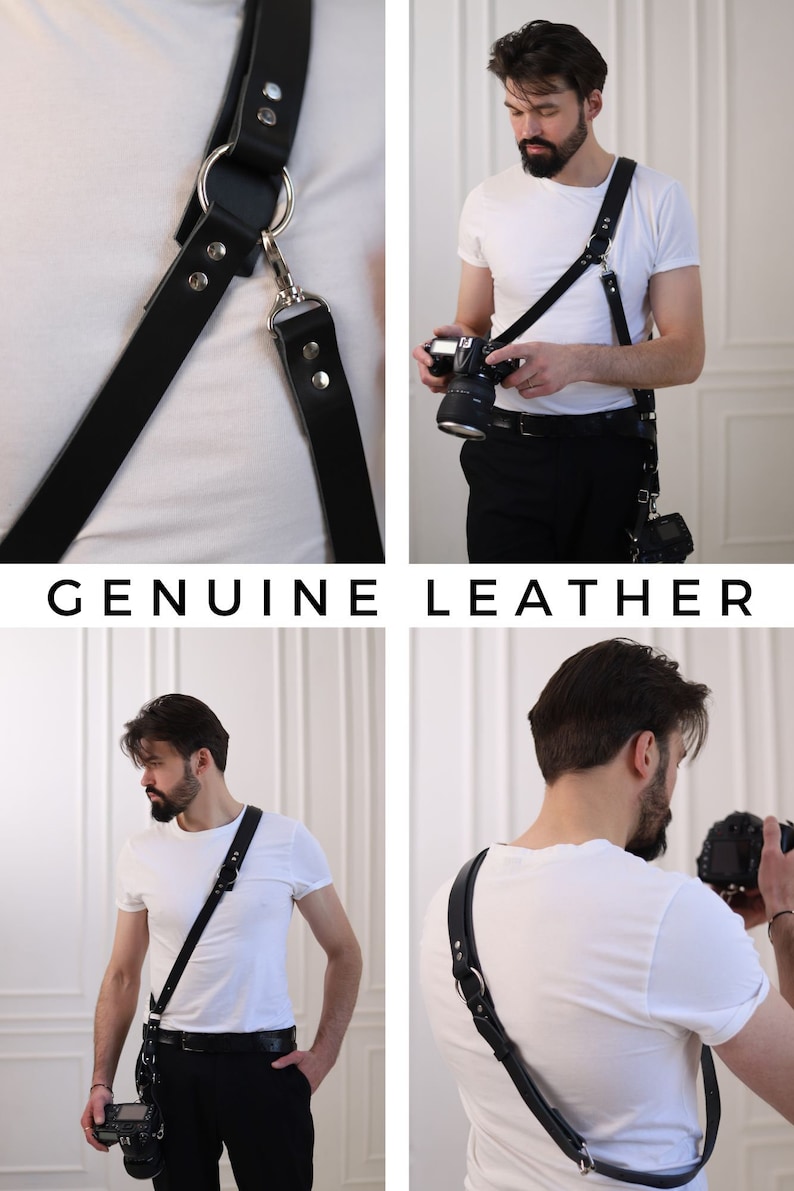 Shoulder Camera Strap, Vegan Leather Single Camera Harness, Double Camera Harness, Faux Leather Multicamera Strap, Shoulder Strap for Camera image 9