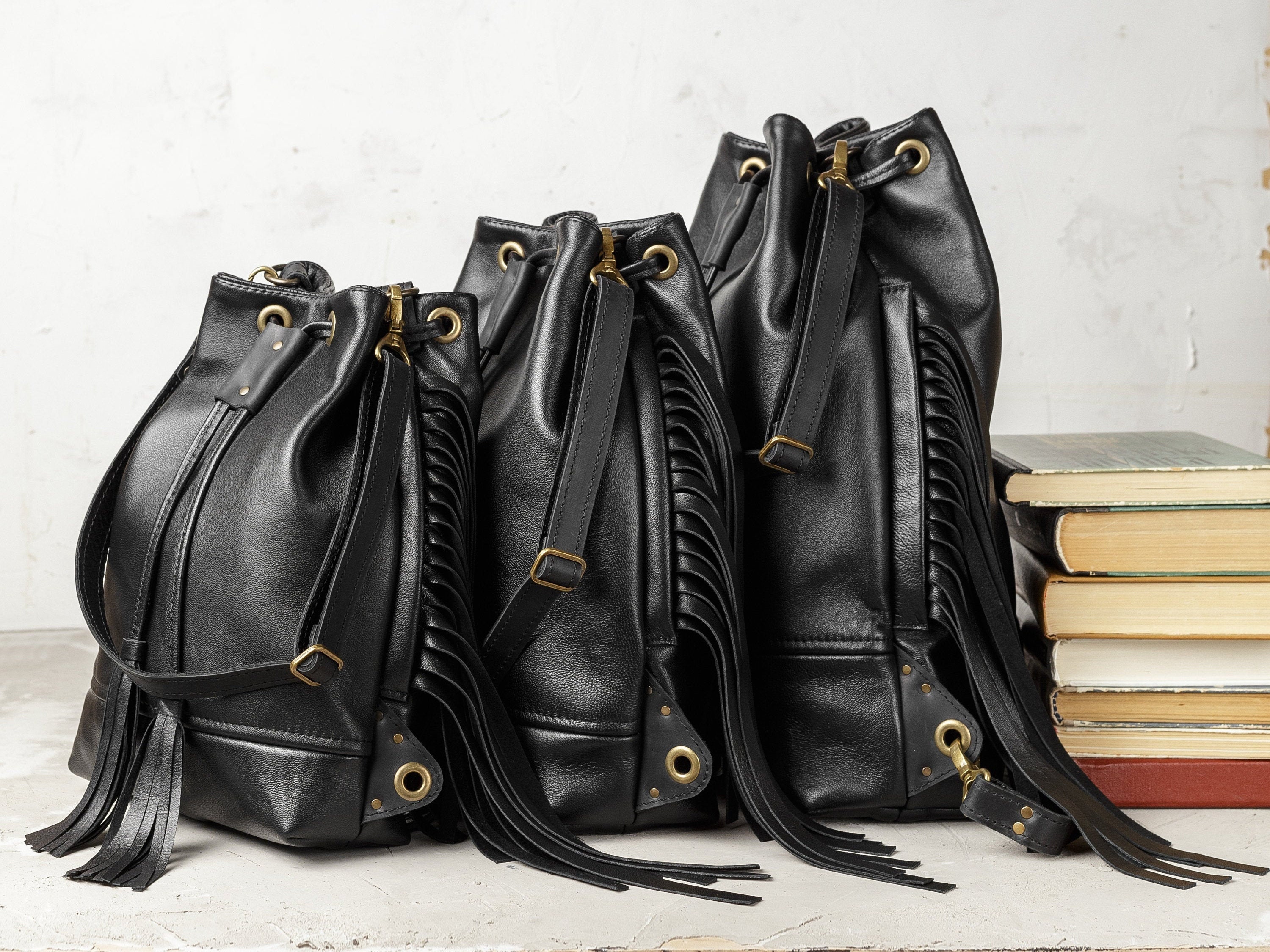 small black fringe purse