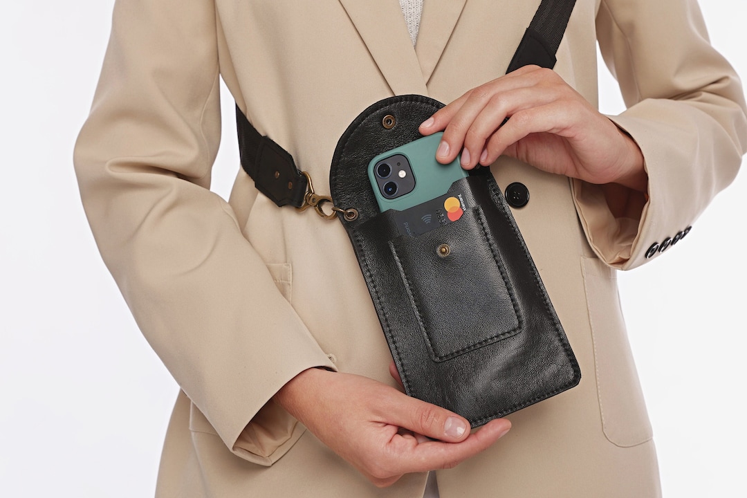 Leather Cell Phone Pouch Crossbody Mobile Bag iPhone Case Etsy